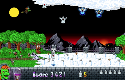 Printscreen von Arcade Game Hexentanz mit Waldgeistern und Gnomen.